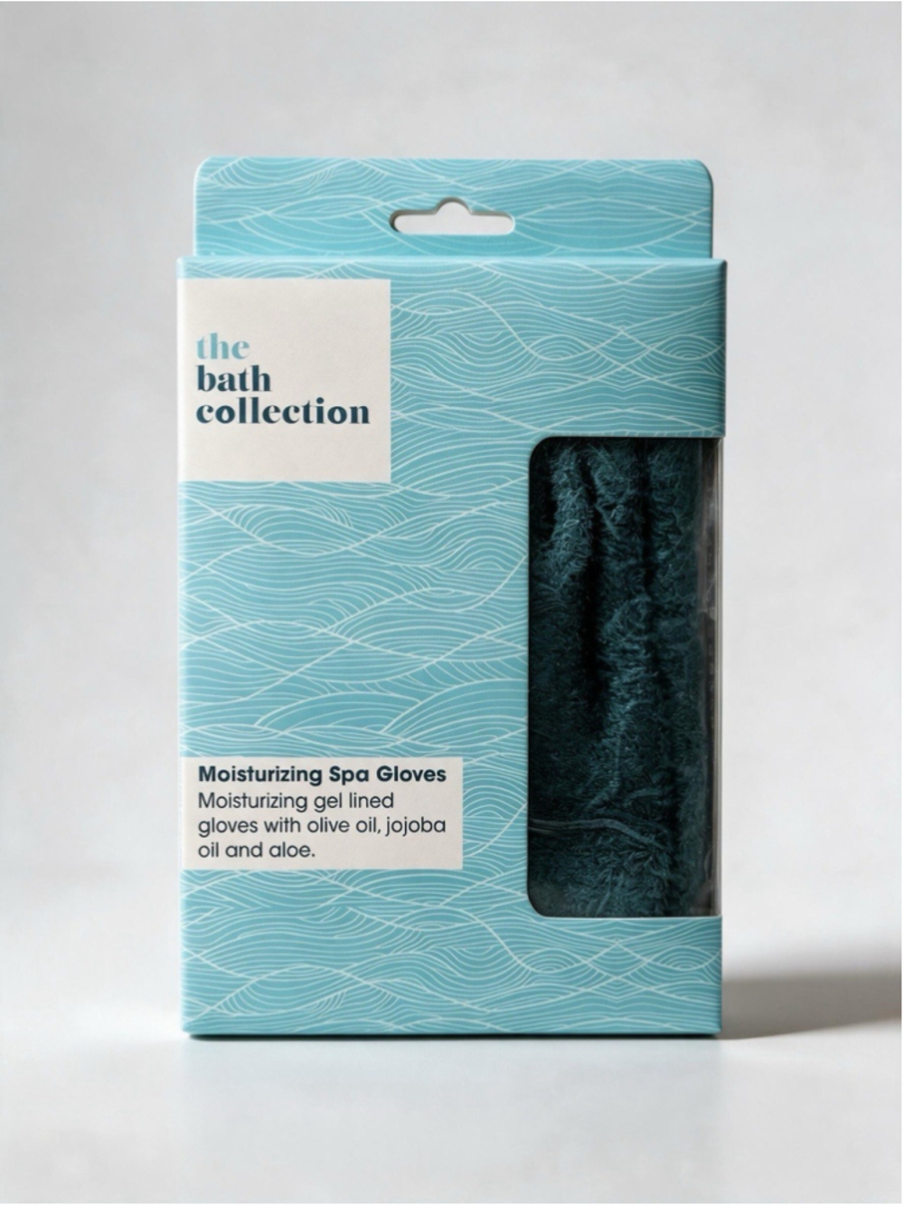 The Bath Collection Gel Lined Moisturizing Spa Gloves Olive Jojoba Aloe Reusable